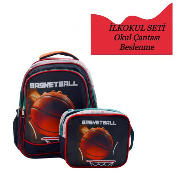 Sentor 3 Bölmeli İlkokul Okul Sırt Çantası Ve Beslenme Çantası Basketball Yeşil - 2