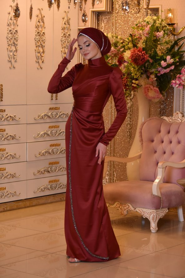 LAVİN BORDO ABİYE ELBİSE - 4