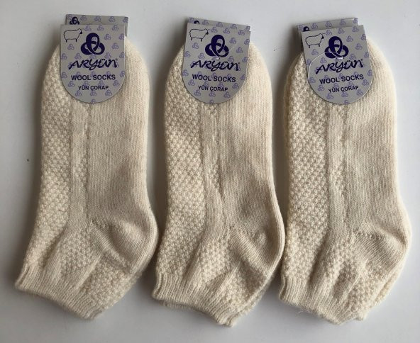 Bayan Yün Patik 3 Adet Bora Aryün Süper Yün Çorap Örgü Kışlık Çorap Yün Çorap Ary