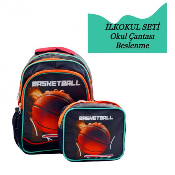 Sentor 3 Bölmeli İlkokul Okul Sırt Çantası Ve Beslenme Çantası Basketball Turuncu - 2