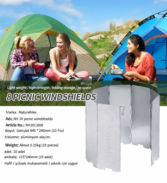 Naturehike Katlanır Rüzgar Kesici Aparat | 10 Parça | - 4