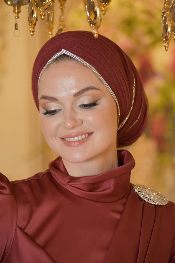 PERİ KIZI BORDO ABİYE ELBİSE - 5
