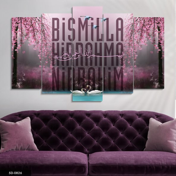 Besmeleli 5 Parça Mdf Tablo