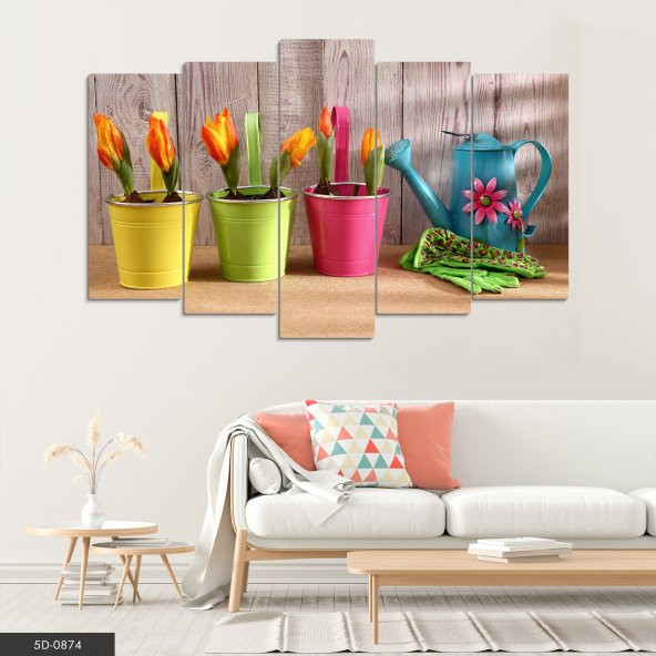 Tomurcuk Lale 5 Parça Mdf Tablo