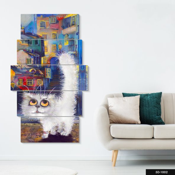 Kedi 5 Parça Mdf Tablo