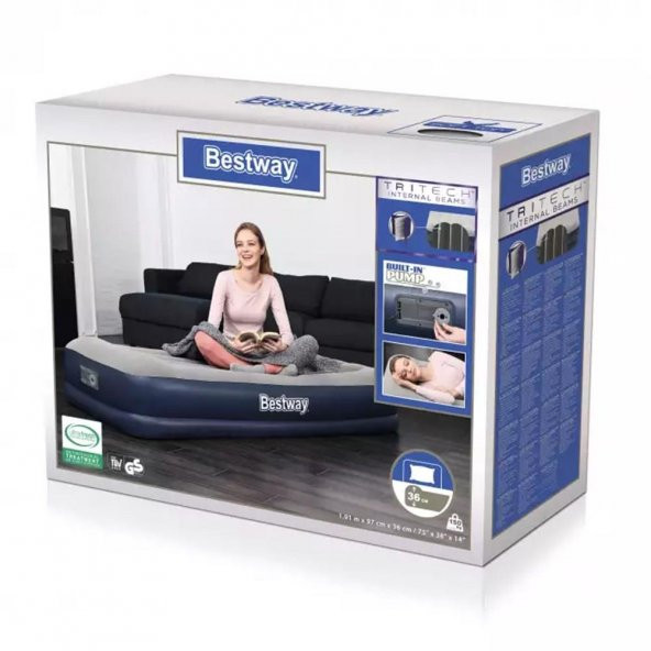 Bestway 67723 Tritech Queen Built Pompalı Tek Kişilik Şişme Yatak - 8