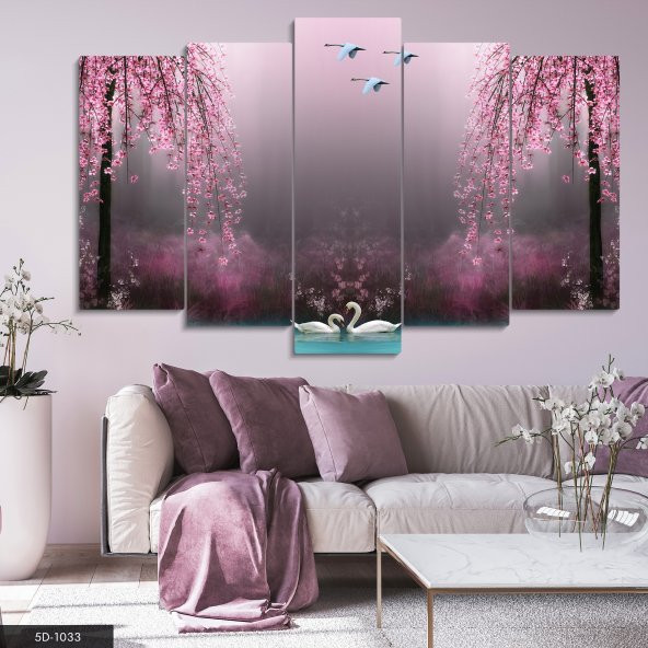 Kuğu Gölü 5 Parça Mdf Tablo