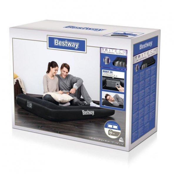Bestway Tritech Airbad Elektrikli Çift Kişilik Şişme Yatak 191cm x 137cm x 30cm - 8