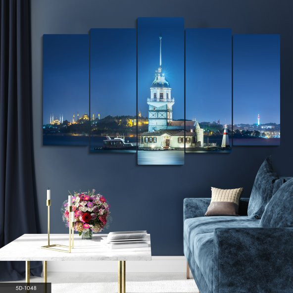 Kız Kulesi Manzaralı 5 Parça Mdf Tablo