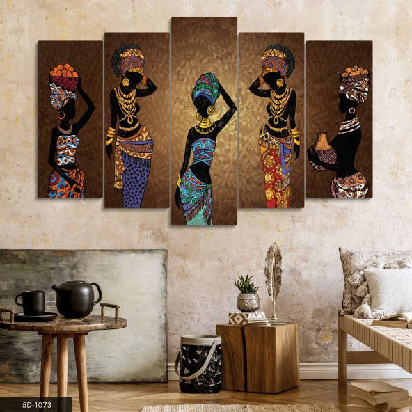 Afrikalı Kadınlar 5 Parça Mdf Tablo