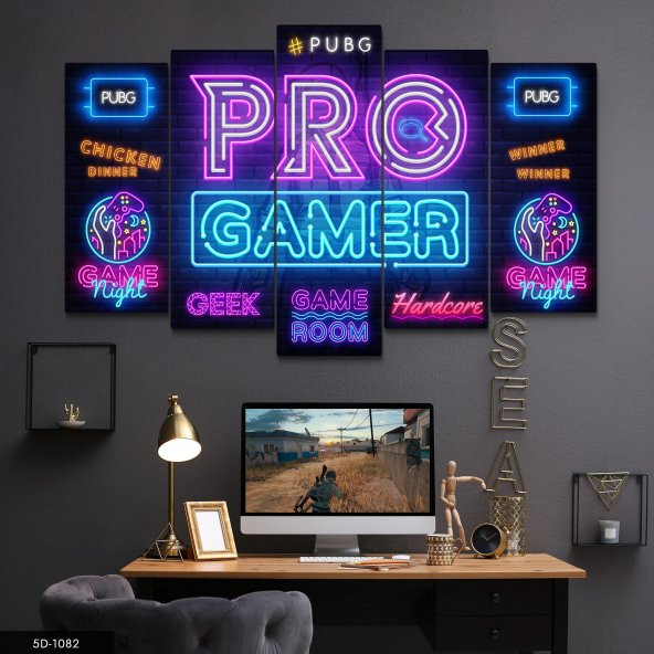 Pubg Pro Gamer 5 Parça Mdf Tablo