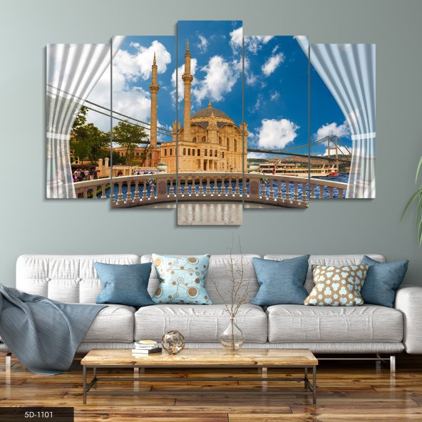 Ortaköy Mecidiye Camii 5 Parça Mdf Tablo