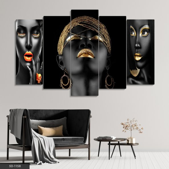 Afrikalı Kadınlar 5 Parça Mdf Tablo