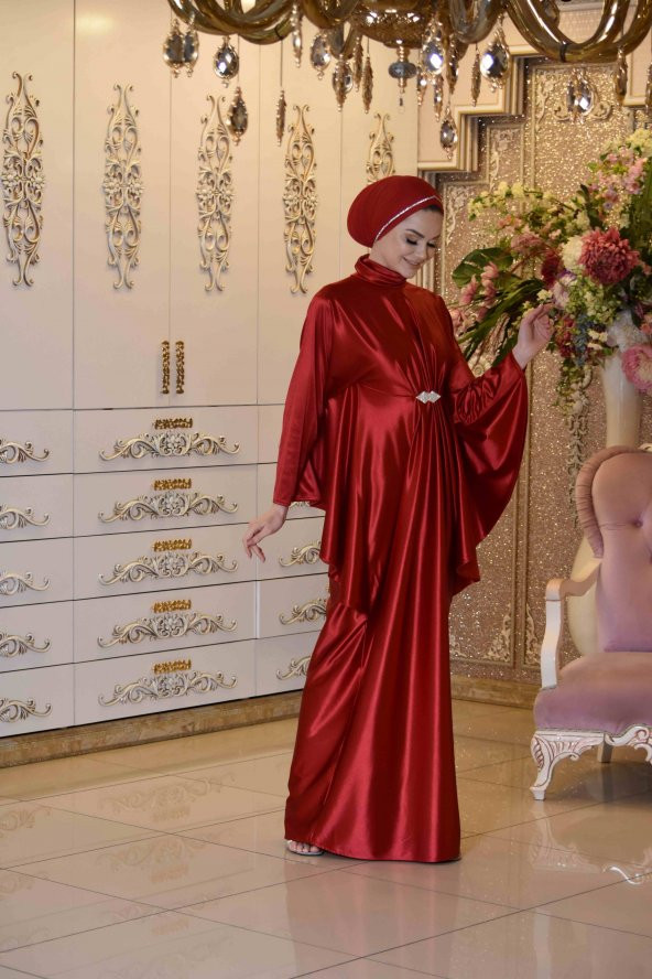 CEYLİN KIRMIZI ABİYE ELBİSE - 7