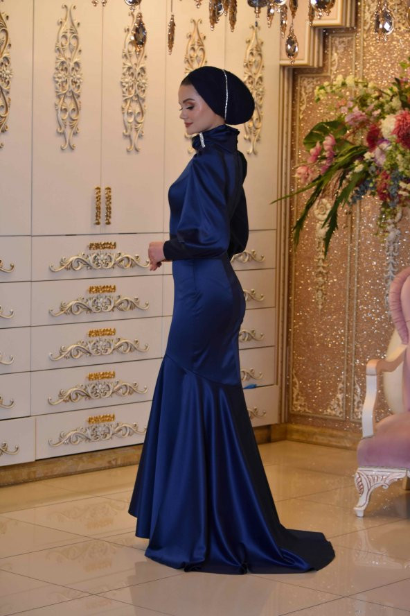 DENİZ YILDIZI LACİVERT ABİYE ELBİSE - 3