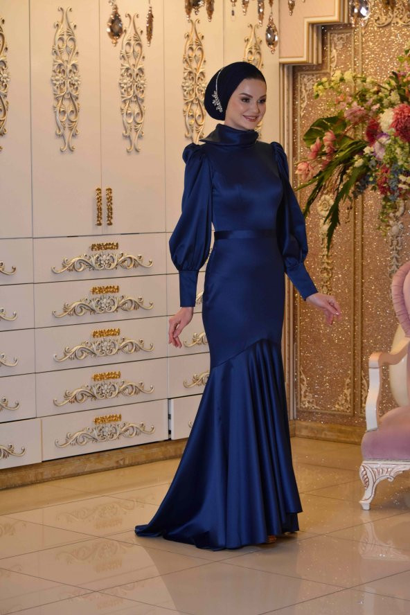 DENİZ YILDIZI LACİVERT ABİYE ELBİSE - 6