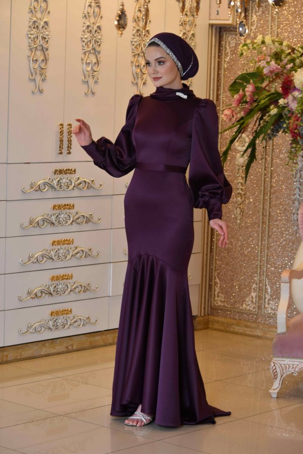 DENİZ YILDIZI MÜRDÜM ABİYE ELBİSE - 6