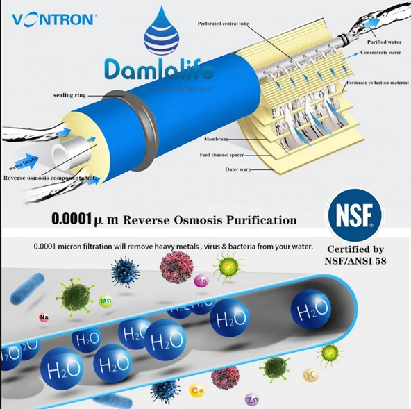 Vontron Membran Evsel Ve Işyeri 100 Gpd Su Arıtma Filtre - 4