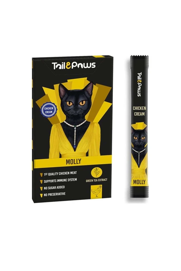 Tail Paws Molly Tavuklu Kedi Ödül Kreması 5x15 75 Gr