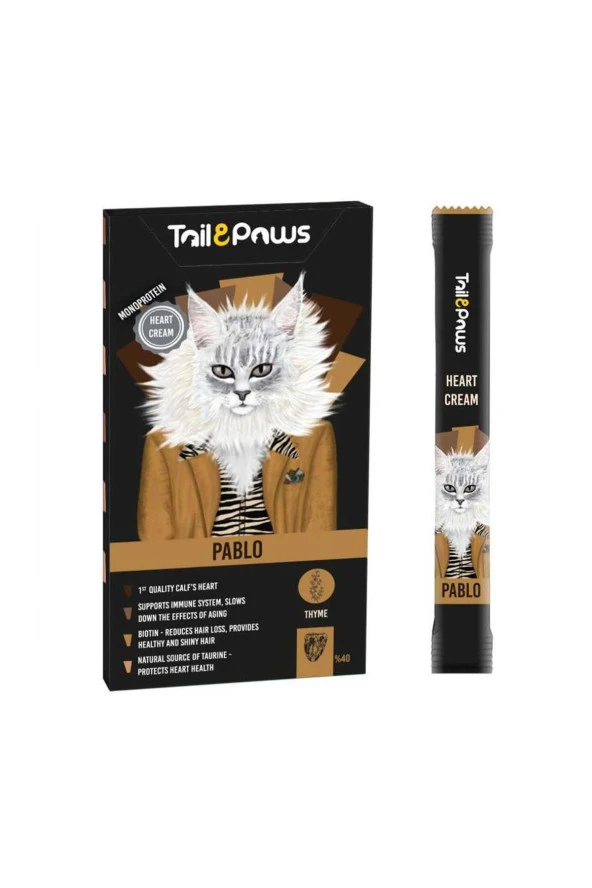 Tail Paws Pablo Maydonuzlu Kalp Sağlığı Kedi Ödül Kreması 5x15 75 Gr