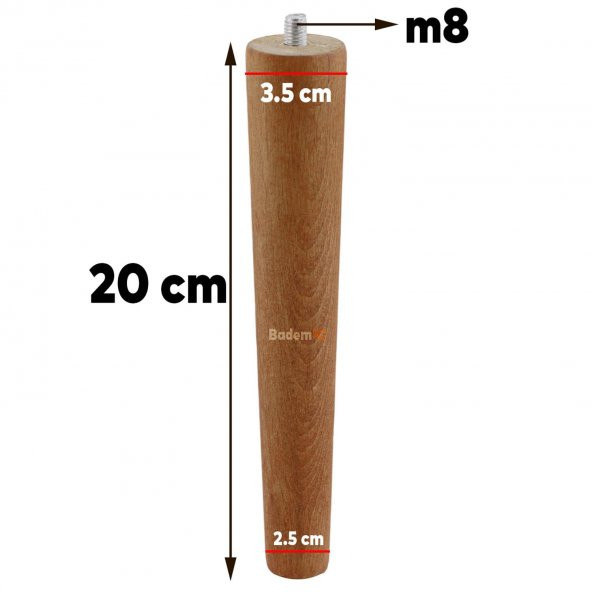 Ahşap Ayak Sehpa Masa Puf Tabure Ünite Koltuk Ayağı M8 Civatalı 20 cm Mobilya Ayakları - 2