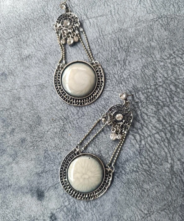 Küpe Otantik Swaroski Taşlı Vintage Sallantılı Küpe Takı Hediye - 3