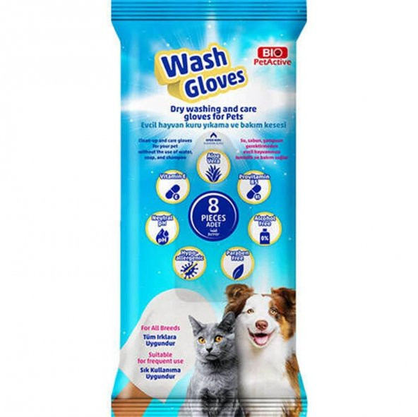 Bio Petactive Wash Gloves Islak Temizlik Eldiveni (8 Adet)
