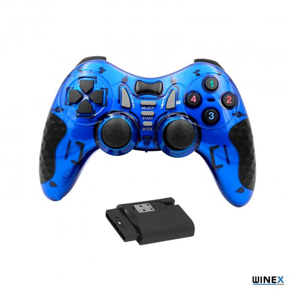 Winex 7in1 PC/PS2/PS2/PS3/PC360/TV/TVBOX/Android Cihazlar ile Uyumlu Kablosuz Gamepad Mavi - 2