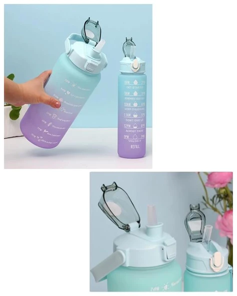Temel 2 li Motivasyon Matarası Su Yeşili Kapak - 2