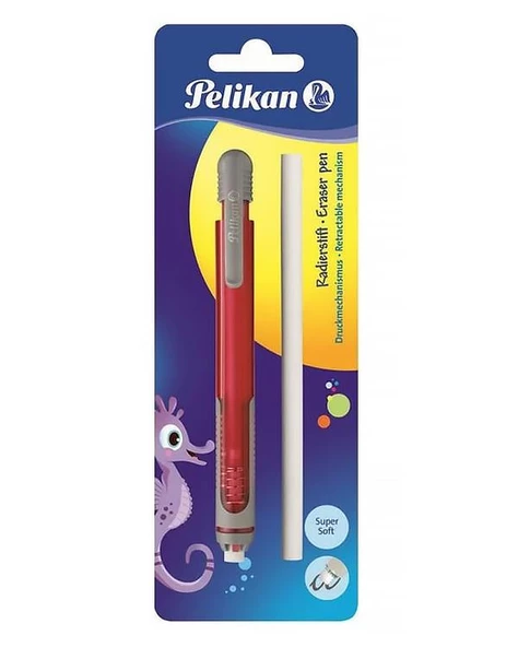 Pelikan Kalem Tipi Silgi Yedekli Blister Kırmızı