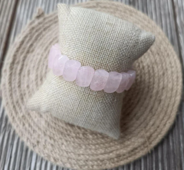 Bileklik Pembe Kuvars Doğal Taş Çakra Enerji Yoğo Lastikli Bilezik Kadın Erkek Takı - Resim 3