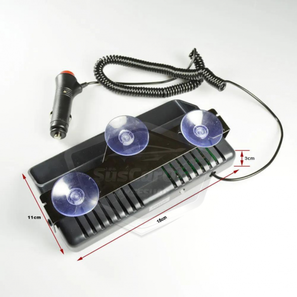 S6 Cam İçi Vantuzlu Ambulans İtfaiye Çakar Lamba İkaz Lambası 6 Ledli 12 Farklı Mod Sarı Çakmaklık Girişli - 8
