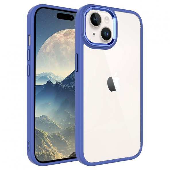 Apple iPhone 15 Plus Kılıf Zore Krom Kapak  Lavendery Gray