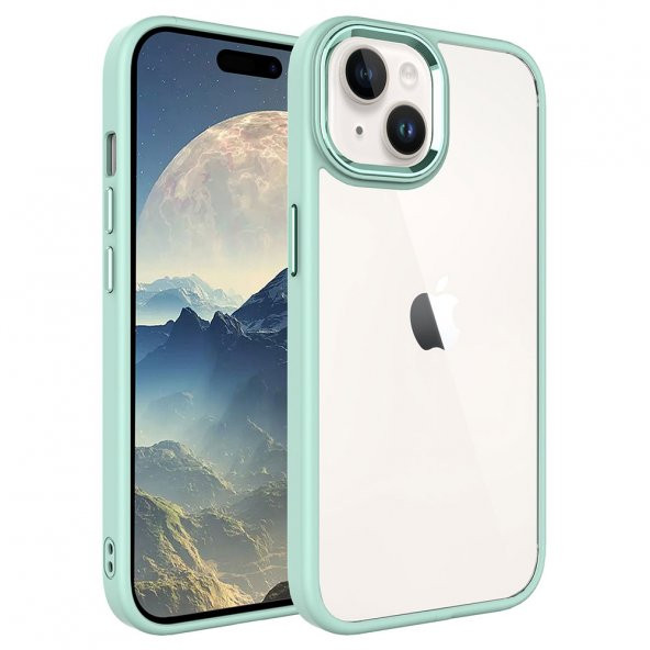Apple iPhone 15 Plus Kılıf Zore Krom Kapak  Yeşil