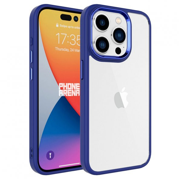 Apple iPhone 15 Pro Kılıf Zore Krom Kapak  Lacivert