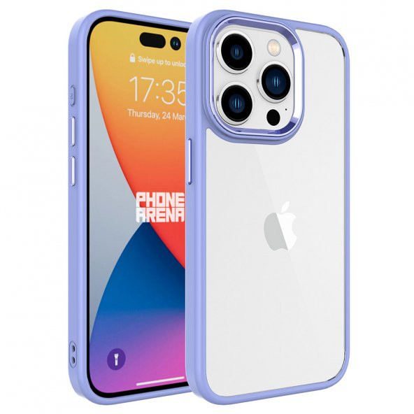 Apple iPhone 15 Pro Kılıf Zore Krom Kapak  Lila