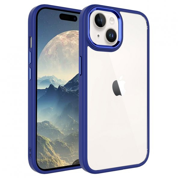 Apple iPhone 15 Kılıf Zore Krom Kapak  Lacivert