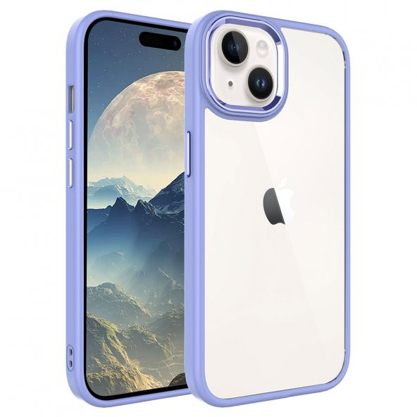 Apple iPhone 15 Kılıf Zore Krom Kapak  Lila