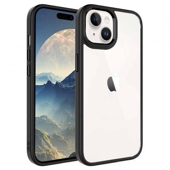 Apple iPhone 15 Kılıf Zore Krom Kapak  Siyah