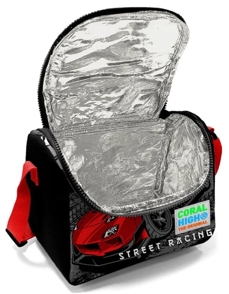 Coral High Siyah Kırmızı Araba Çekçek Okul Çantası Seti - Işıklı Tekerlekler - Erkek Çocuk - 4