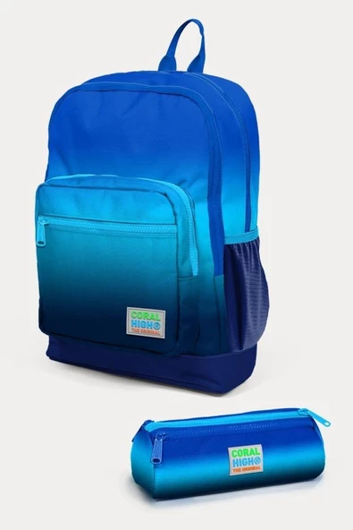Coral High Kids Lacivert Mavi Renk Geçişli 2'li Okul Çanta Seti - Erkek Çocuk