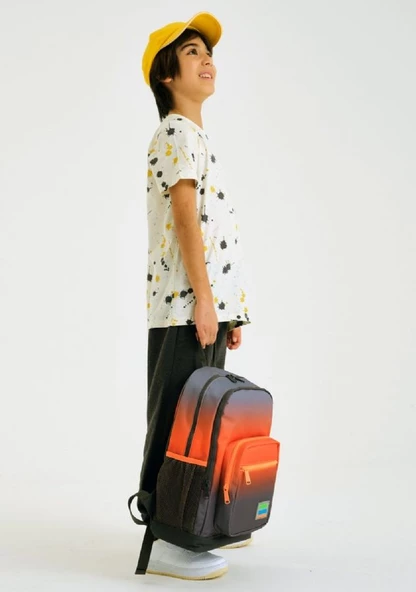 Coral High Siyah Turuncu Gradyan Üçlü İlkokul Okul Çanta Seti - Resim 2