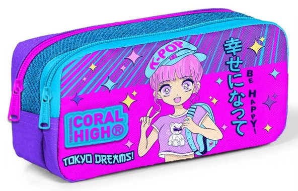 Coral High İki Bölmeli Kız Çocuk Lavanta K-Pop Kalem Çantası Kalemlik