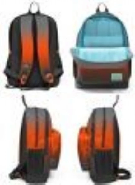 Coral High Kids Turuncu Gri Renk Geçişli 3'lü Okul Çanta Seti - Erkek Çocuk - Resim 3