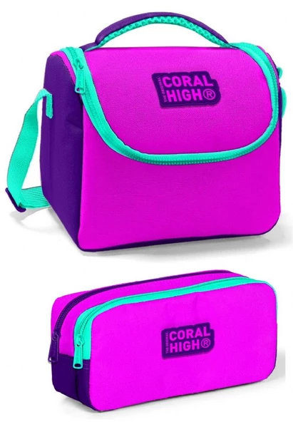 Coral High Pembe Yeşil Kız Çocuk Beslenme Çantası Seti