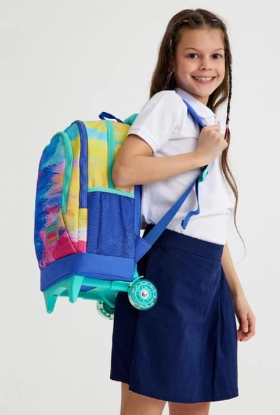 Coral High Kız Çocuk Eflatun Airbursh Tekerlekli Okul Çantası ve Kalemlik Seti - 3