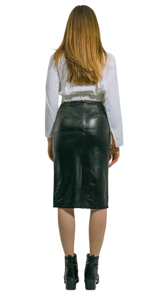 Clara Hakiki Kuzu Derisi Siyah Kalem Etek Şık ve Zarif - 5