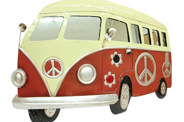 Minibüs Pano Kırmızı Vintage Dekoratif Ev Ofis Hediyelik - 2
