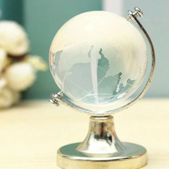 Kristal Büyük Boy Cam Dünya Küresi Dekoratif Hediyelik ürün görseli 1