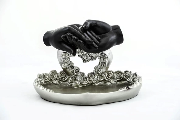 Özel Tasarım Kalpli Polyester Sunum Söz Nişan Tepsisi ürün görseli 1